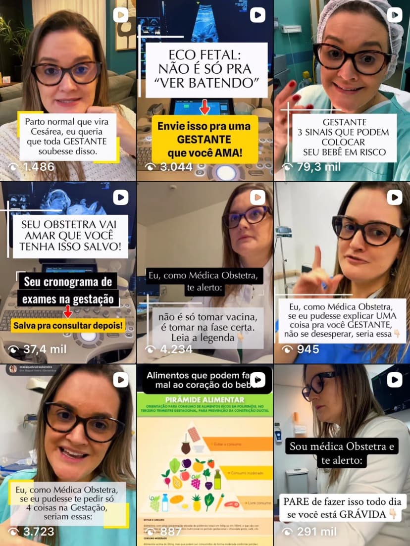 Posts da Dra. Raquel Vieira no Instagram